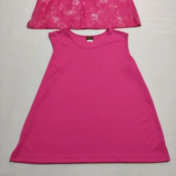 Salon Studio 2 Pieces Set Pink Abstract Floral Button Down Top Blouse Size M - Picture 5 of 13